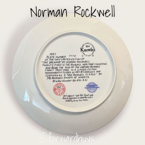 Norman Rockwell Heritage Collection Limited Edition Plate “The Dreamer” - Picture 4 of 9